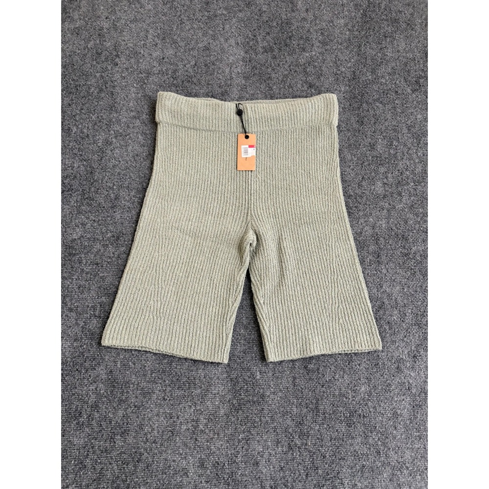 Rag & Bone Ribbed Knit Biker Shorts Sage Green Organic Cotton Blend High RiseNWT